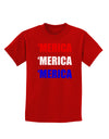 Merica Merica Merica - Red and Blue Childrens Dark T-Shirt-Childrens T-Shirt-TooLoud-Red-X-Small-Davson Sales