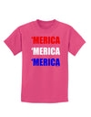 Merica Merica Merica - Red and Blue Childrens Dark T-Shirt-Childrens T-Shirt-TooLoud-Sangria-X-Small-Davson Sales