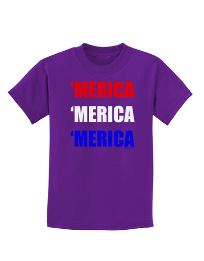 Merica Merica Merica - Red and Blue Childrens Dark T-Shirt-Childrens T-Shirt-TooLoud-Purple-X-Small-Davson Sales