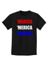 Merica Merica Merica - Red and Blue Childrens Dark T-Shirt-Childrens T-Shirt-TooLoud-Black-X-Small-Davson Sales