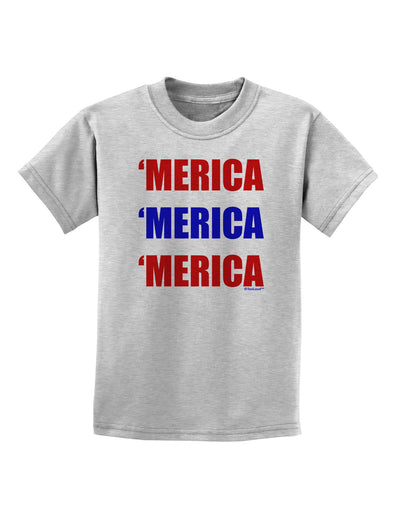 Merica Merica Merica - Red and Blue Childrens T-Shirt-Childrens T-Shirt-TooLoud-AshGray-X-Small-Davson Sales