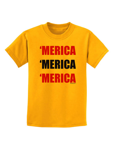 Merica Merica Merica - Red and Blue Childrens T-Shirt-Childrens T-Shirt-TooLoud-Gold-X-Small-Davson Sales