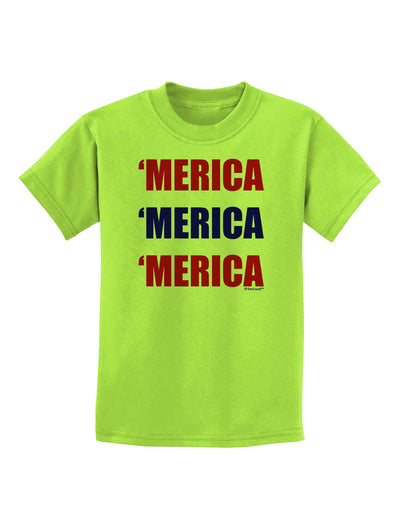 Merica Merica Merica - Red and Blue Childrens T-Shirt-Childrens T-Shirt-TooLoud-Lime-Green-X-Small-Davson Sales