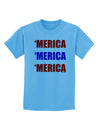 Merica Merica Merica - Red and Blue Childrens T-Shirt-Childrens T-Shirt-TooLoud-Aquatic-Blue-X-Small-Davson Sales