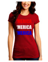 Merica Merica Merica - Red and Blue Juniors Crew Dark T-Shirt-T-Shirts Juniors Tops-TooLoud-Red-Juniors Fitted Small-Davson Sales