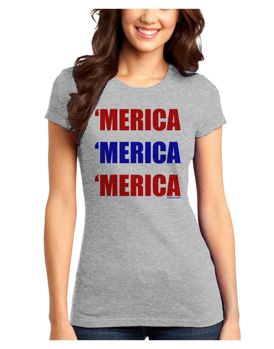 Merica Merica Merica - Red and Blue Juniors T-Shirt-Womens Juniors T-Shirt-TooLoud-Ash-Gray-Juniors Fitted X-Small-Davson Sales