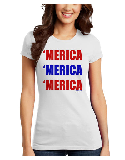 Merica Merica Merica - Red and Blue Juniors T-Shirt-Womens Juniors T-Shirt-TooLoud-White-Juniors Fitted X-Small-Davson Sales