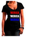 Merica Merica Merica - Red and Blue Juniors V-Neck Dark T-Shirt-Womens V-Neck T-Shirts-TooLoud-Black-Juniors Fitted Small-Davson Sales