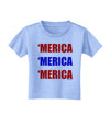 Merica Merica Merica - Red and Blue Toddler T-Shirt-Toddler T-Shirt-TooLoud-Aquatic-Blue-2T-Davson Sales