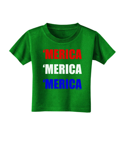 Merica Merica Merica - Red and Blue Toddler T-Shirt Dark-Toddler T-Shirt-TooLoud-Clover-Green-2T-Davson Sales