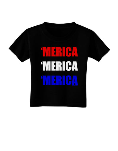 Merica Merica Merica - Red and Blue Toddler T-Shirt Dark-Toddler T-Shirt-TooLoud-Black-2T-Davson Sales