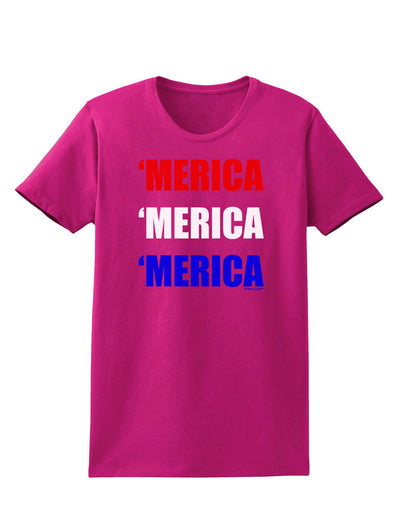 Merica Merica Merica - Red and Blue Womens Dark T-Shirt-TooLoud-Hot-Pink-Small-Davson Sales