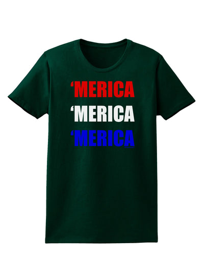 Merica Merica Merica - Red and Blue Womens Dark T-Shirt-TooLoud-Forest-Green-Small-Davson Sales