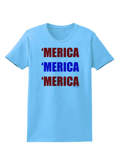 Merica Merica Merica - Red and Blue Womens T-Shirt-Womens T-Shirt-TooLoud-Aquatic-Blue-X-Small-Davson Sales