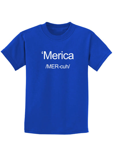 Merica Text Childrens Dark T-Shirt-Childrens T-Shirt-TooLoud-Royal-Blue-X-Small-Davson Sales