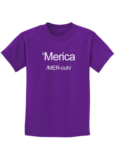 Merica Text Childrens Dark T-Shirt-Childrens T-Shirt-TooLoud-Purple-X-Small-Davson Sales