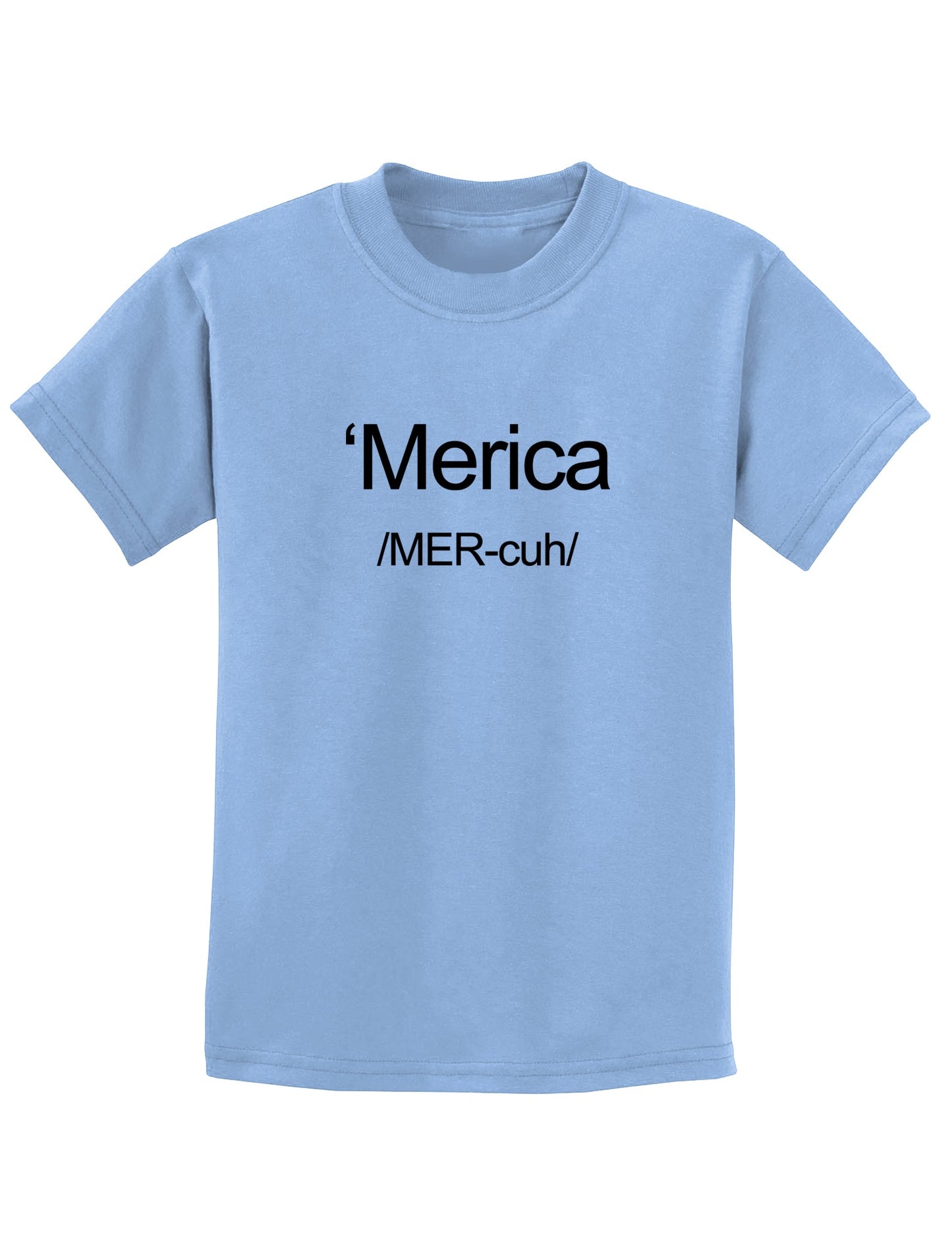 Merica Text Childrens T-Shirt-Childrens T-Shirt-TooLoud-Light-Blue-X-Small-Davson Sales