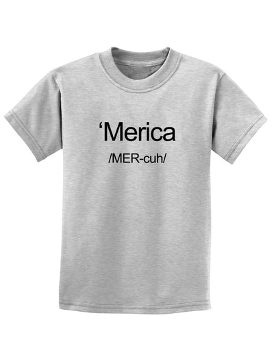 Merica Text Childrens T-Shirt-Childrens T-Shirt-TooLoud-AshGray-X-Small-Davson Sales