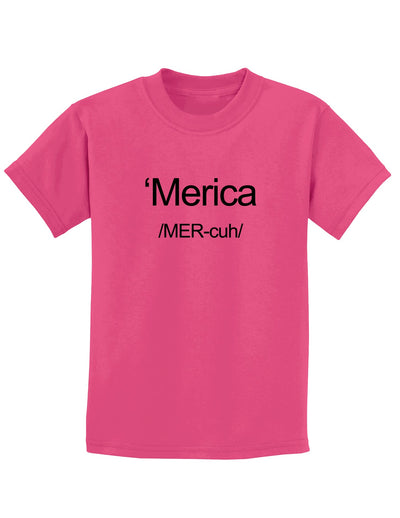 Merica Text Childrens T-Shirt-Childrens T-Shirt-TooLoud-Sangria-X-Small-Davson Sales