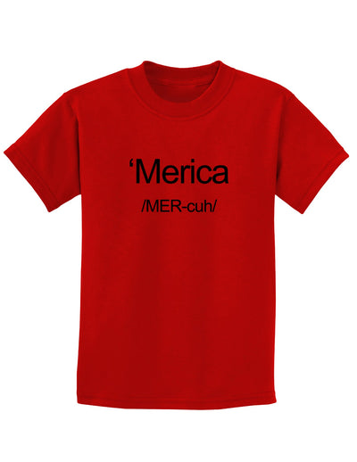 Merica Text Childrens T-Shirt-Childrens T-Shirt-TooLoud-Red-X-Small-Davson Sales