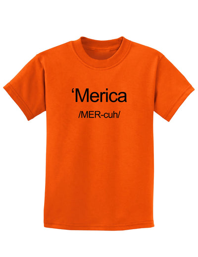 Merica Text Childrens T-Shirt-Childrens T-Shirt-TooLoud-Orange-X-Small-Davson Sales