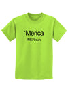 Merica Text Childrens T-Shirt-Childrens T-Shirt-TooLoud-Lime-Green-X-Small-Davson Sales