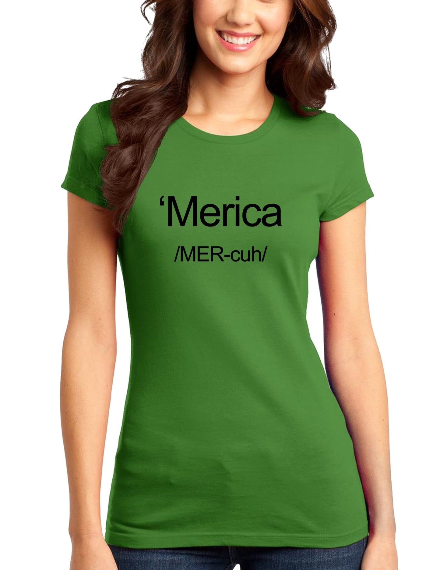 Merica Text Juniors T-Shirt-Womens Juniors T-Shirt-TooLoud-Kiwi-Green-Small-Davson Sales