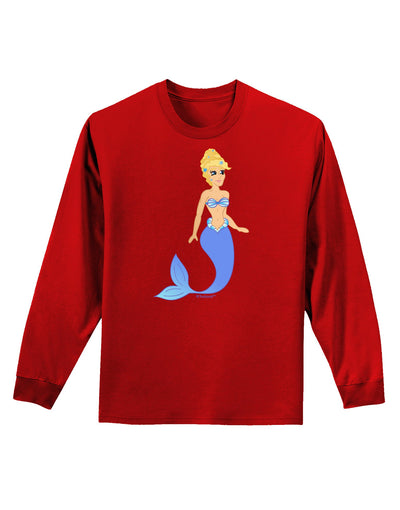 Mermaid Design - Blue Adult Long Sleeve Dark T-Shirt-TooLoud-Red-Small-Davson Sales