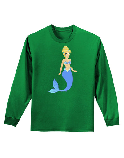 Mermaid Design - Blue Adult Long Sleeve Dark T-Shirt-TooLoud-Kelly-Green-Small-Davson Sales