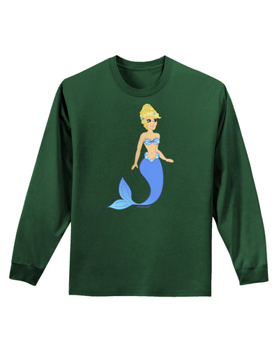 Mermaid Design - Blue Adult Long Sleeve Dark T-Shirt-TooLoud-Dark-Green-Small-Davson Sales