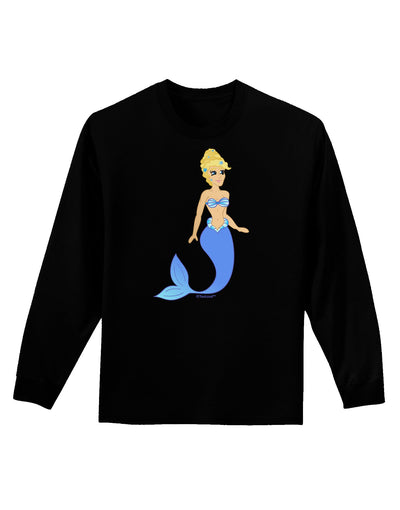 Mermaid Design - Blue Adult Long Sleeve Dark T-Shirt-TooLoud-Black-Small-Davson Sales