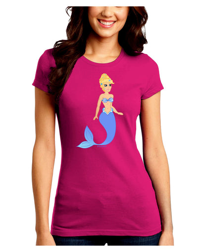 Mermaid Design - Blue Juniors Crew Dark T-Shirt-T-Shirts Juniors Tops-TooLoud-Hot-Pink-Juniors Fitted Small-Davson Sales