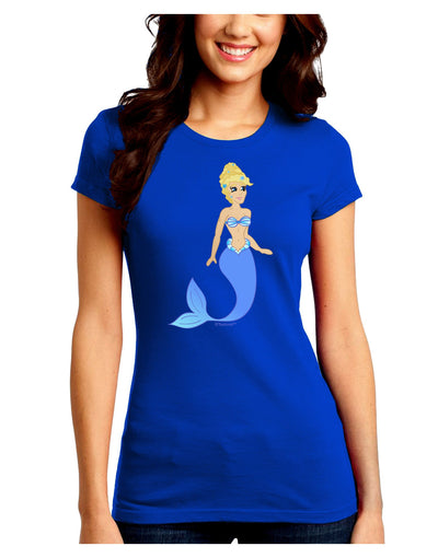 Mermaid Design - Blue Juniors Crew Dark T-Shirt-T-Shirts Juniors Tops-TooLoud-Royal-Blue-Juniors Fitted Small-Davson Sales