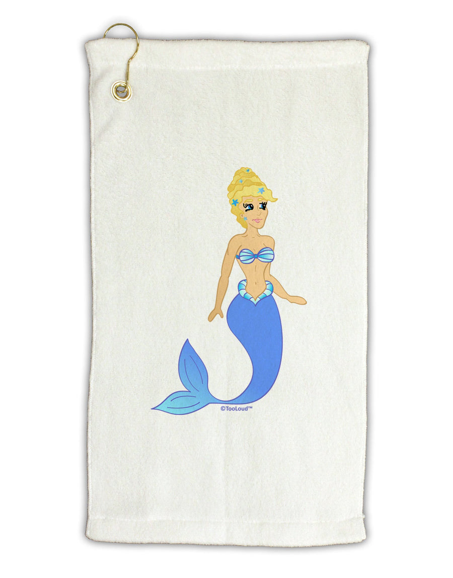 Mermaid Design - Blue Micro Terry Gromet Golf Towel 16 x 25 inch-Golf Towel-TooLoud-White-Davson Sales