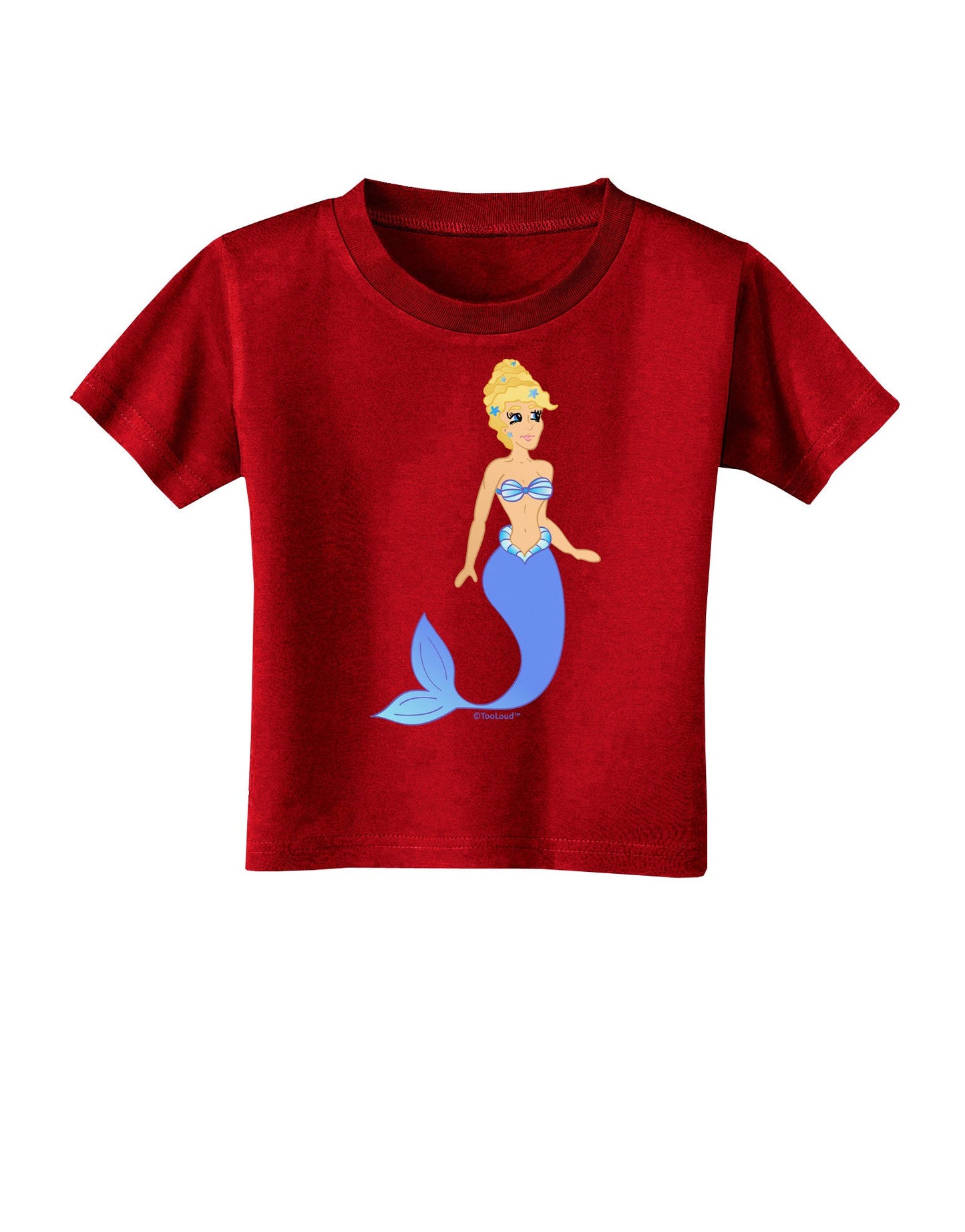 Mermaid Design - Blue Toddler T-Shirt Dark-Toddler T-Shirt-TooLoud-Red-2T-Davson Sales