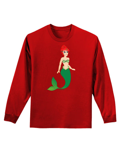 Mermaid Design - Green Adult Long Sleeve Dark T-Shirt-TooLoud-Red-Small-Davson Sales