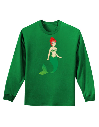 Mermaid Design - Green Adult Long Sleeve Dark T-Shirt-TooLoud-Kelly-Green-Small-Davson Sales