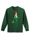 Mermaid Design - Green Adult Long Sleeve Dark T-Shirt-TooLoud-Dark-Green-Small-Davson Sales