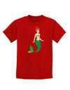 Mermaid Design - Green Childrens Dark T-Shirt-Childrens T-Shirt-TooLoud-Red-X-Small-Davson Sales