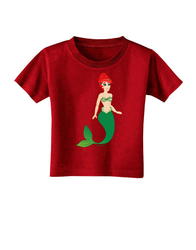 Mermaid Design - Green Toddler T-Shirt Dark-Toddler T-Shirt-TooLoud-Red-2T-Davson Sales