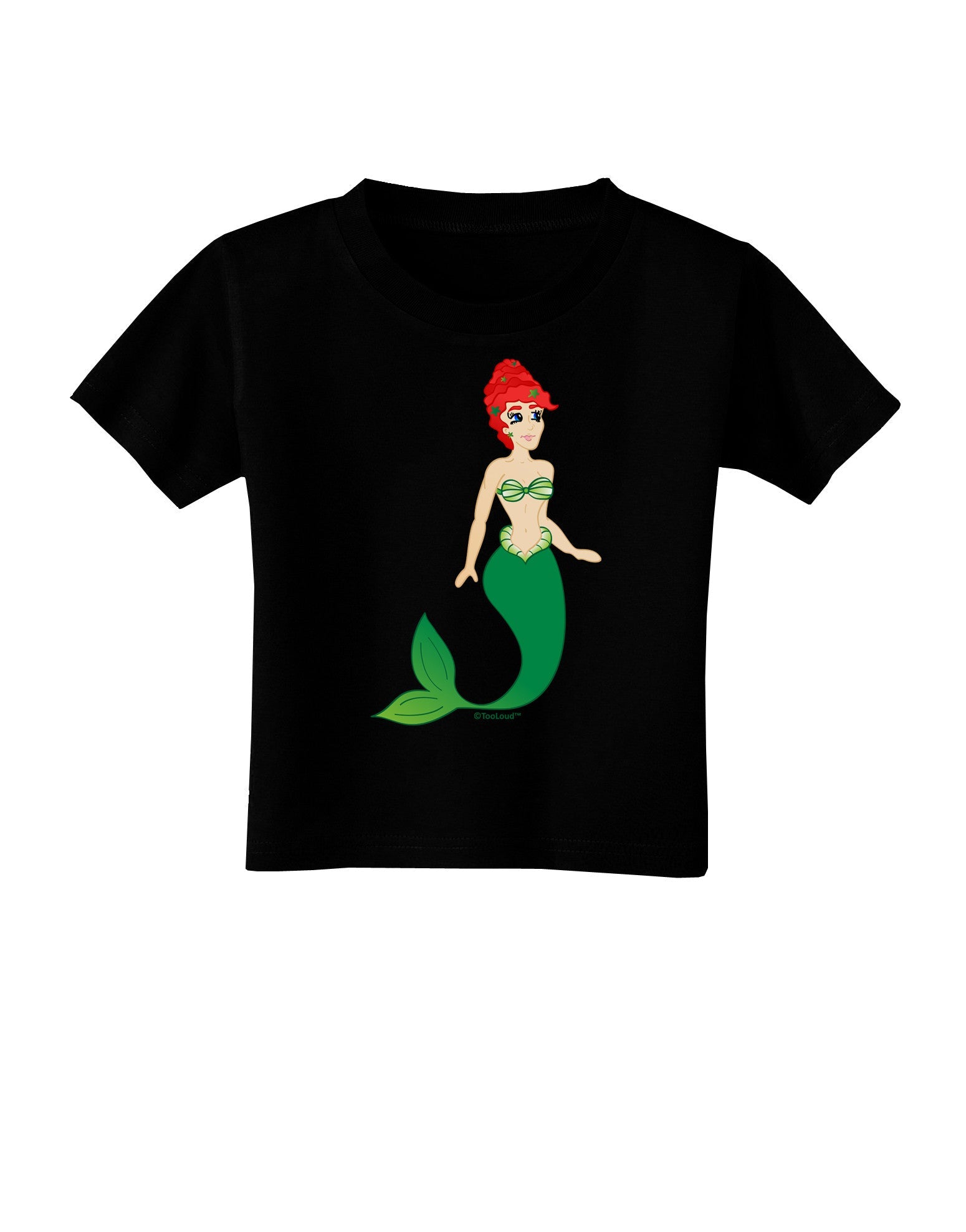 Mermaid Design - Green Toddler T-Shirt Dark-Toddler T-Shirt-TooLoud-Black-2T-Davson Sales