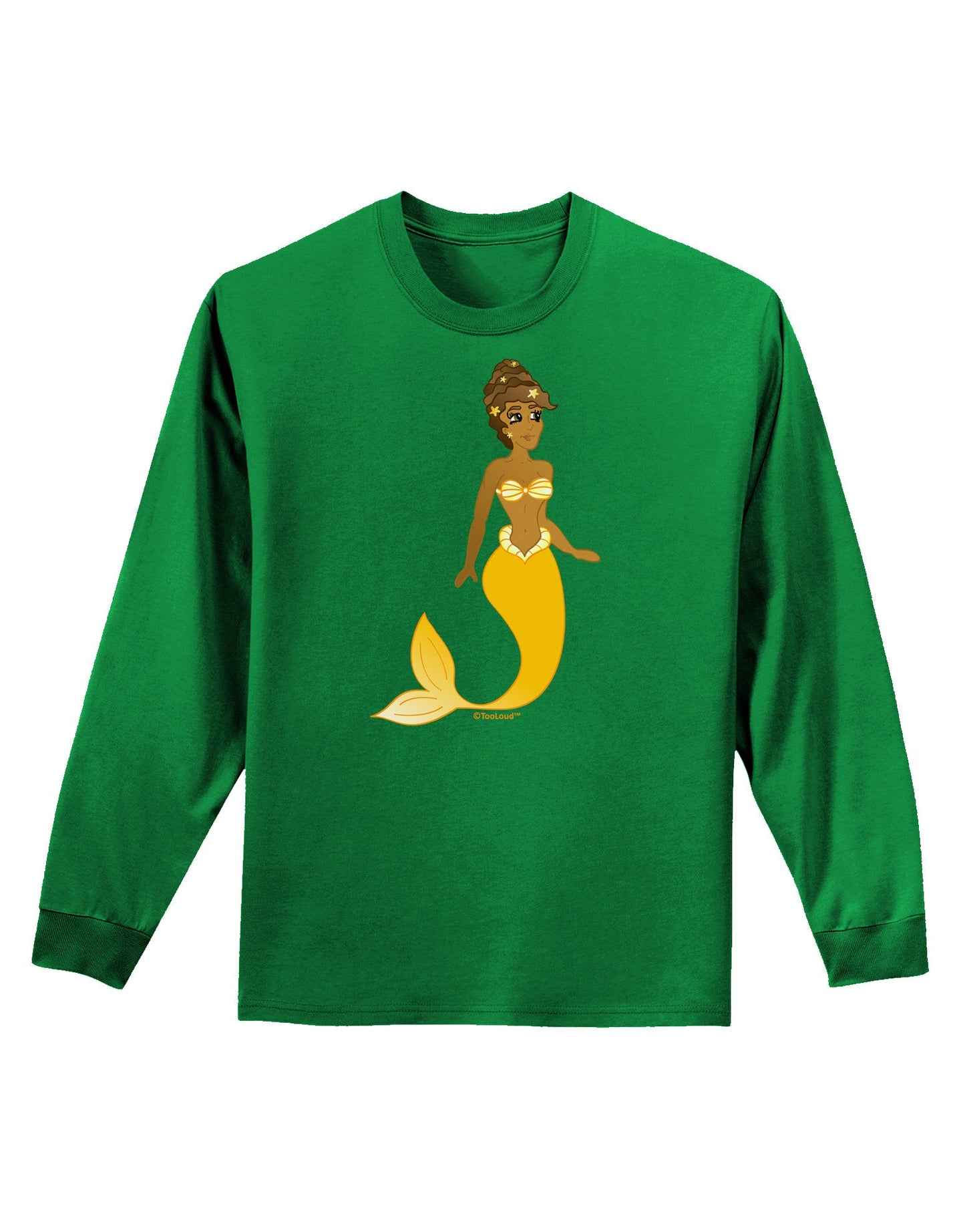 Mermaid Design - Yellow Adult Long Sleeve Dark T-Shirt-TooLoud-Kelly-Green-Small-Davson Sales