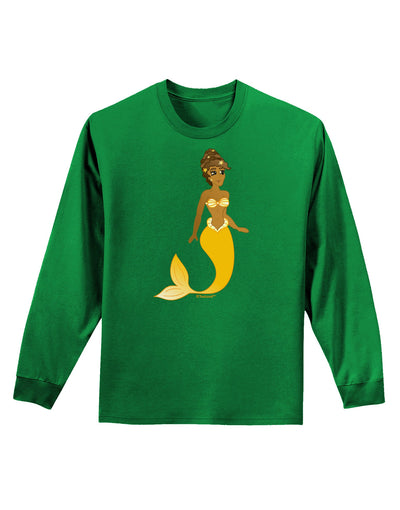 Mermaid Design - Yellow Adult Long Sleeve Dark T-Shirt-TooLoud-Kelly-Green-Small-Davson Sales