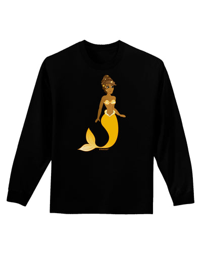 Mermaid Design - Yellow Adult Long Sleeve Dark T-Shirt-TooLoud-Black-Small-Davson Sales