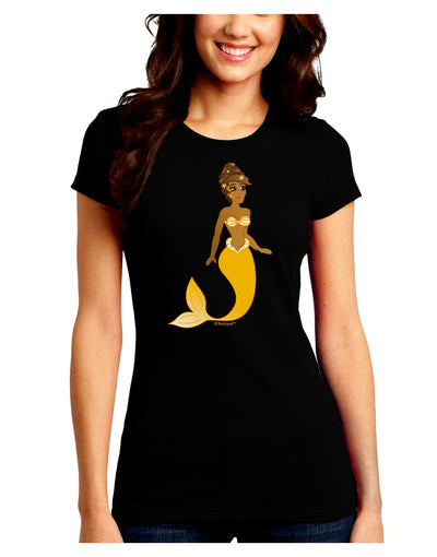 Mermaid Design - Yellow Juniors Crew Dark T-Shirt-T-Shirts Juniors Tops-TooLoud-Black-Juniors Fitted Small-Davson Sales