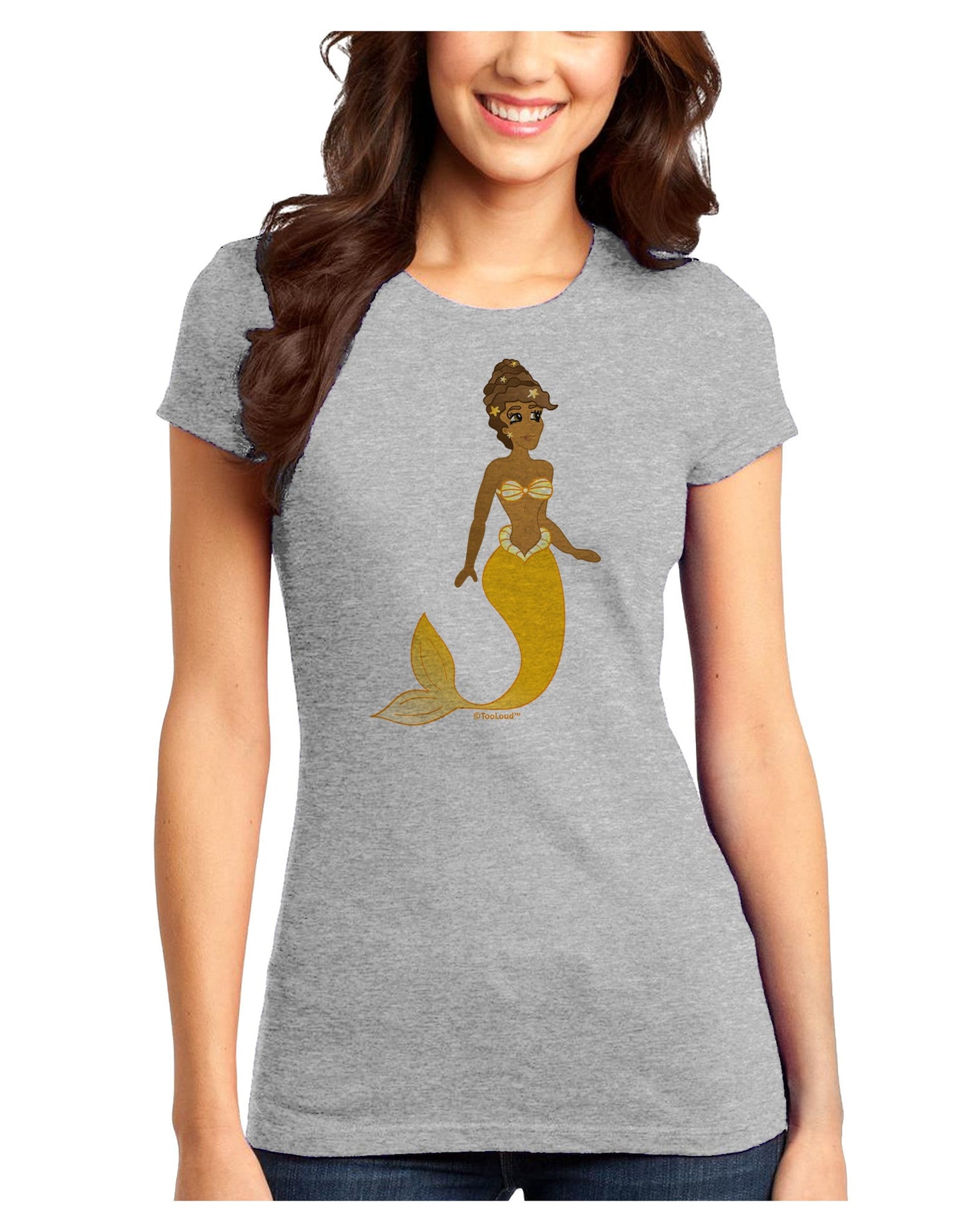 Mermaid Design - Yellow Juniors T-Shirt-Womens Juniors T-Shirt-TooLoud-Ash-Gray-Juniors Fitted X-Small-Davson Sales