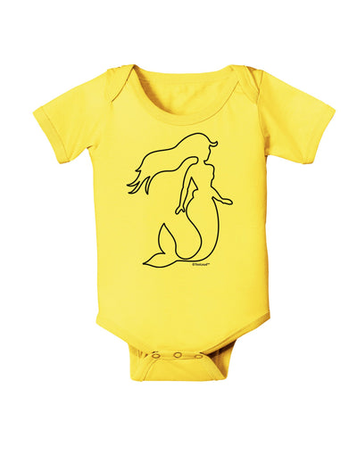 Mermaid Outline Baby Romper Bodysuit-Baby Romper-TooLoud-Yellow-06-Months-Davson Sales