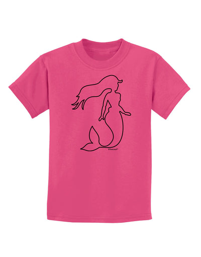 Mermaid Outline Childrens T-Shirt-Childrens T-Shirt-TooLoud-Sangria-X-Small-Davson Sales