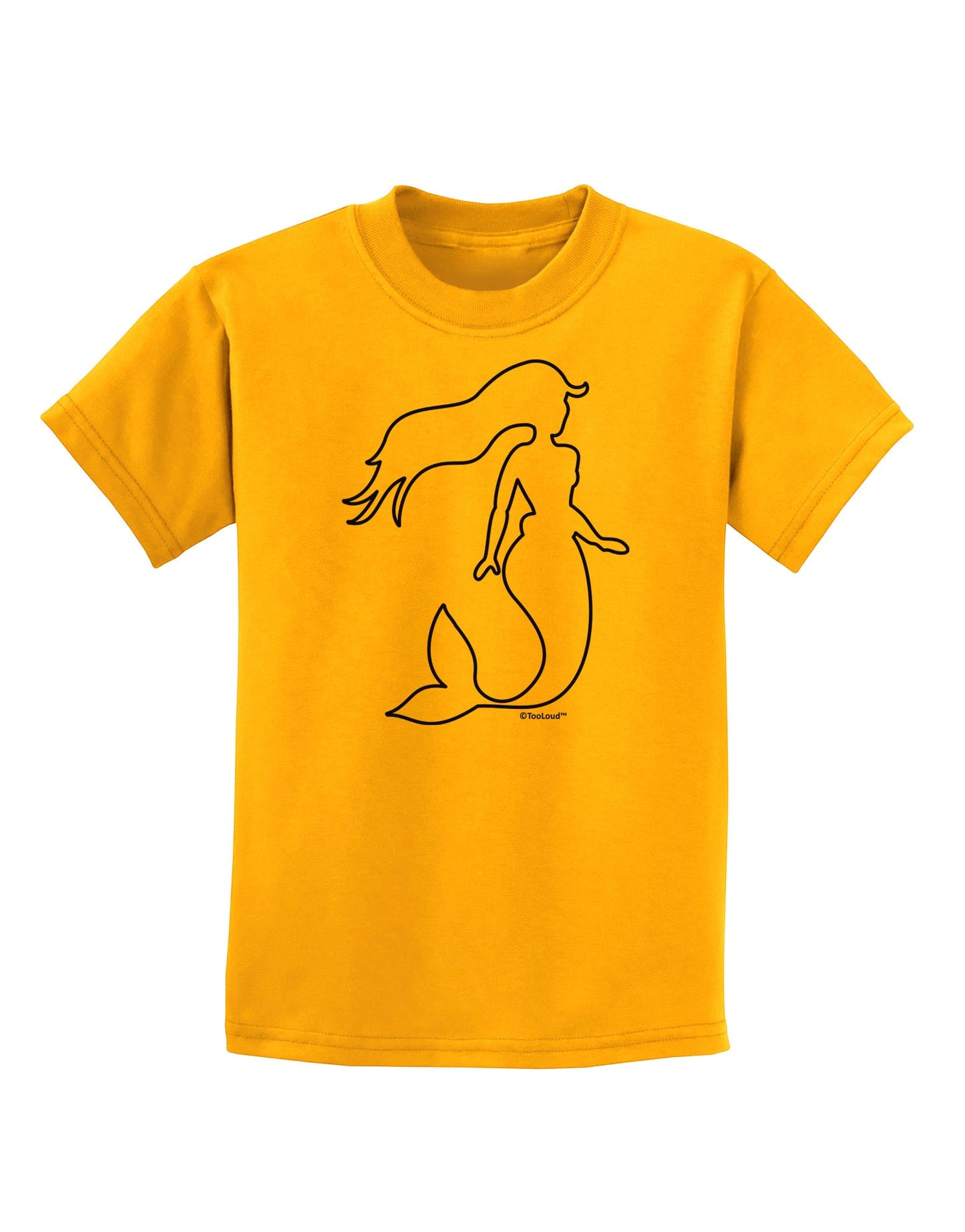 Mermaid Outline Childrens T-Shirt-Childrens T-Shirt-TooLoud-Gold-X-Small-Davson Sales