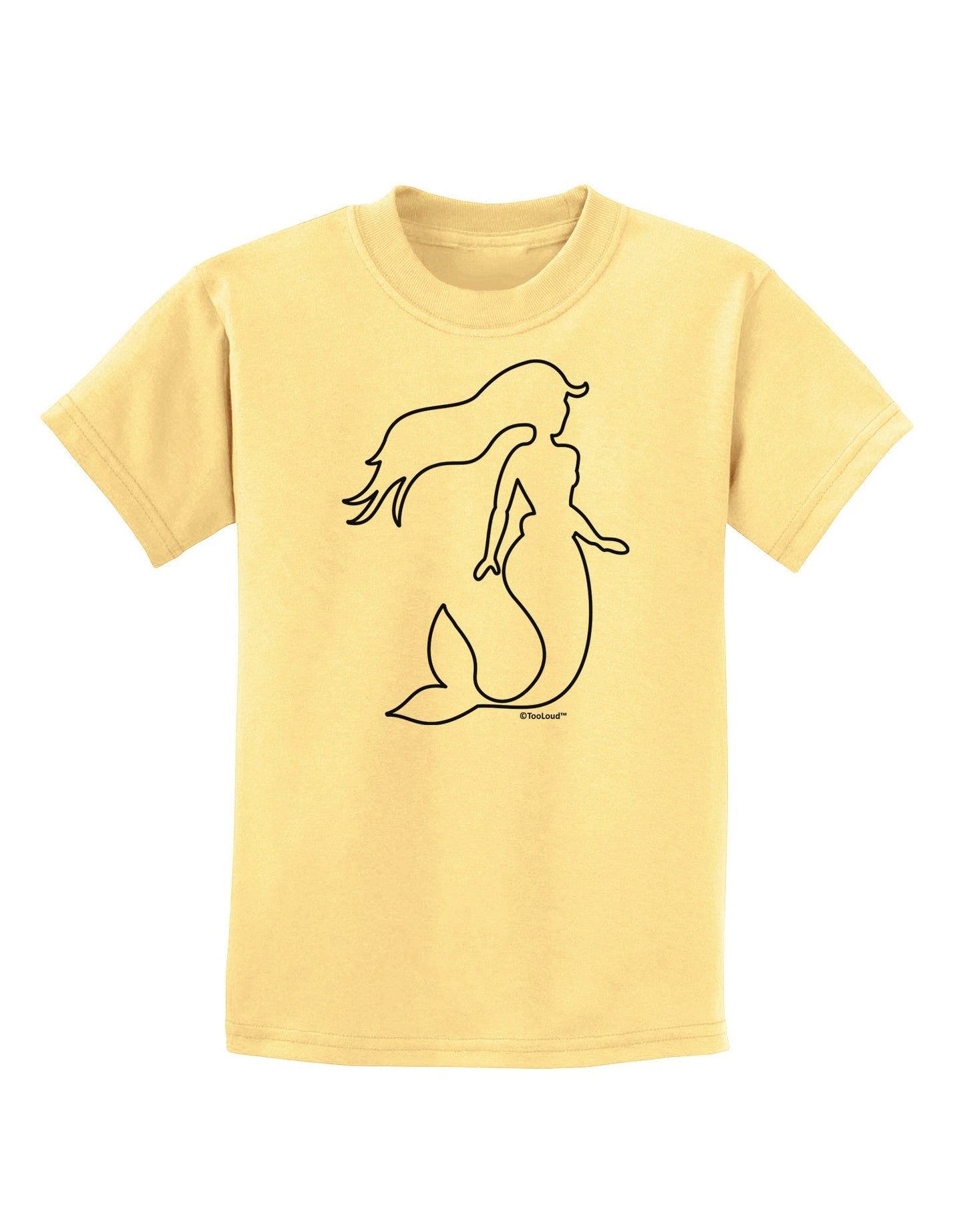 Mermaid Outline Childrens T-Shirt-Childrens T-Shirt-TooLoud-Daffodil-Yellow-X-Small-Davson Sales